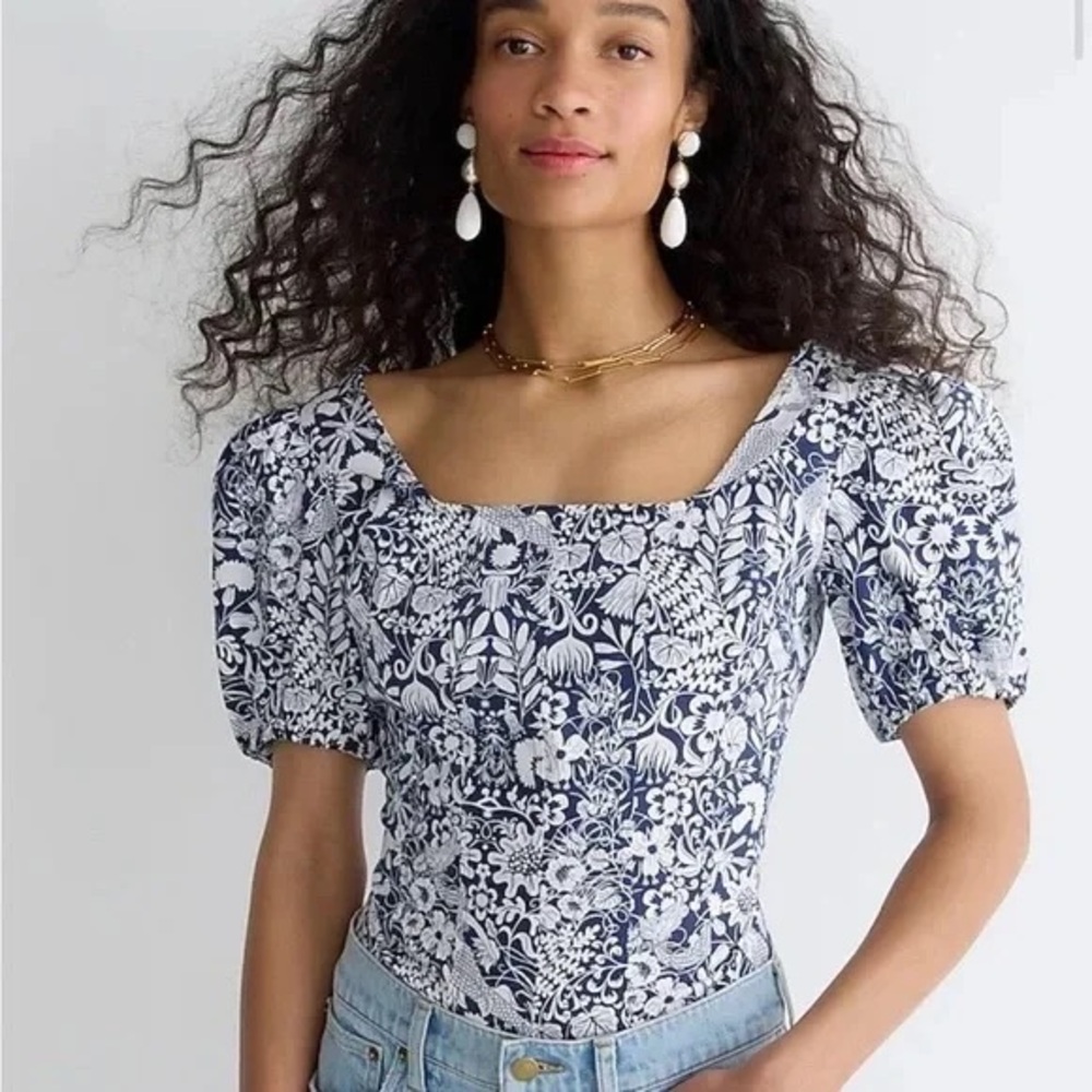 J Crew retail puff sleeve mermaid top NWT